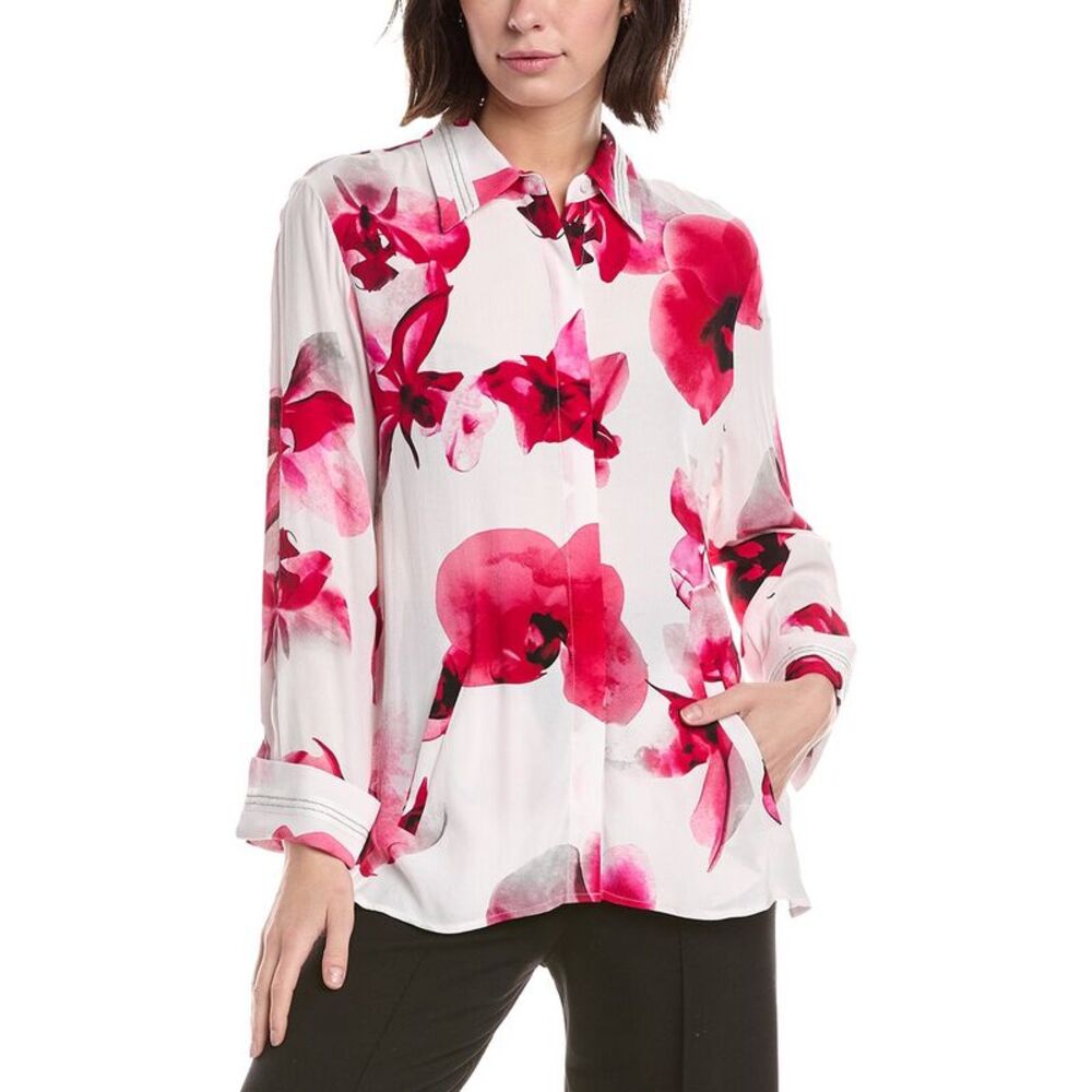 Lemon Grass Womens  Beaded Twill Blouse, Pink
